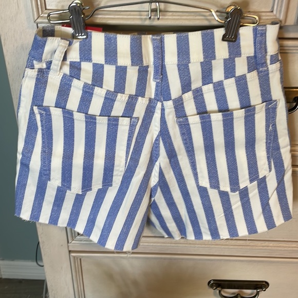 Express Shorts Womens Blue White Striped Mom Super High Rise Stretch size 4 NWT - Picture 3 of 5